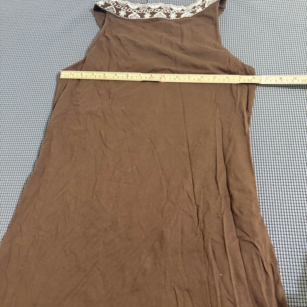 Charter Club Petite Brown Embroidered Sleeveless Shift Dress Size PM - Picture 5 of 6